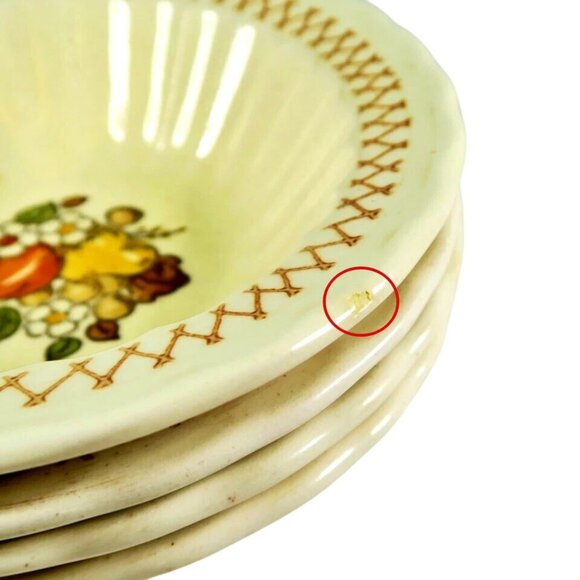 Vernon Ware by Metlox Vintage 1960s Fruit Basket Rimmed Cereal Bowls (Set of 4) - Picture 5 of 5